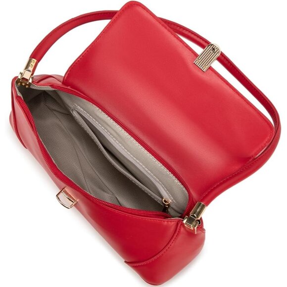 Women's Red Mini Shoulder Clutch Vintage Retro Classic Small Cute Hobo Handbag - Picture 6 of 7